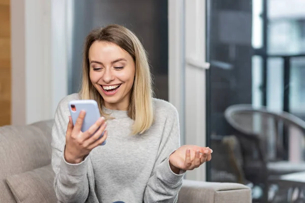 Portrait Excited Young Woman Winner Screaming Yes Rejoicing Success Looking — Stock Photo, Image