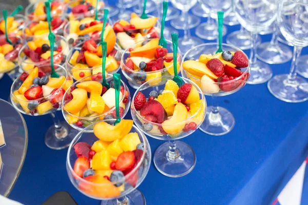 Fruit Desserts Table Festive Event Dinner — Stock Photo, Image