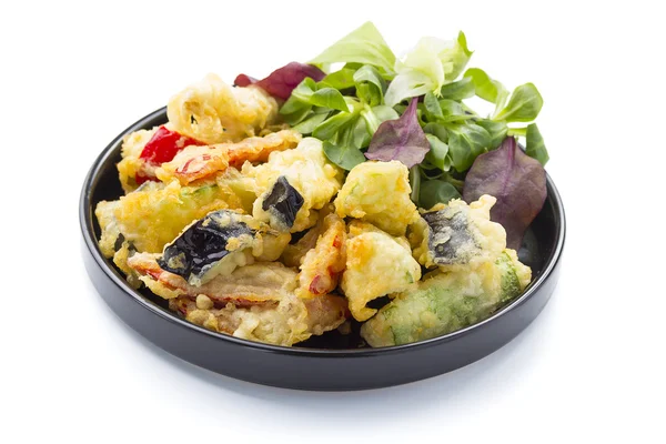 Tempura prawn and fried vegetable. Vegetarian salad. — Stock Photo, Image