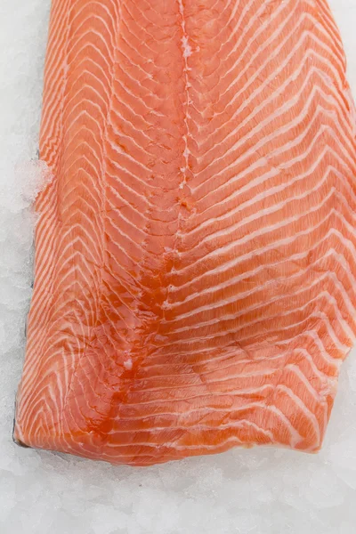 Verse roe Zalm Filet op ijs — Stockfoto