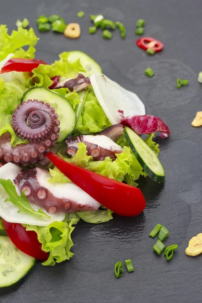 Salad with octopus baby corn and vegetables — Stock Photo, Image