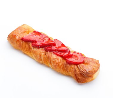 Beyaz arka plan üzerinde izole çilek ile hamur işleri