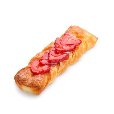 Beyaz arka plan üzerinde izole çilek ile hamur işleri