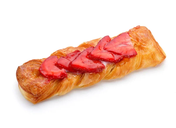 Pastries with strawberry isolated on white background — Stock Photo, Image