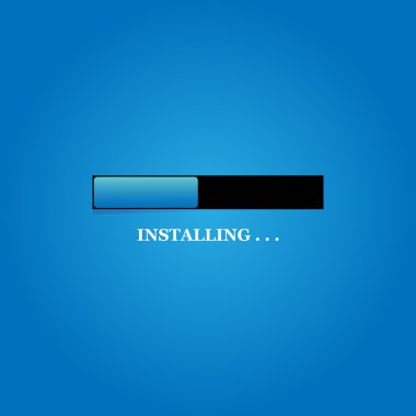 Çizimde tasarım mavi bir arka plan üzerinde yükleme