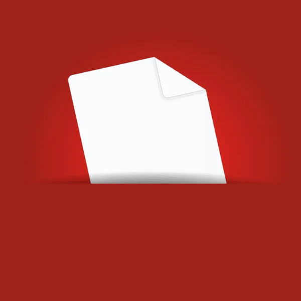 Roter Hintergrund mit weißem Blatt Papier und Platz für Ihren Text — Stockvektor
