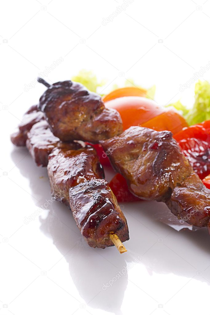 Kebab over white background