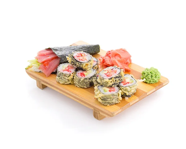 Japanische Küche. Sushi Set ovwe weißer Backboden. — Stockfoto