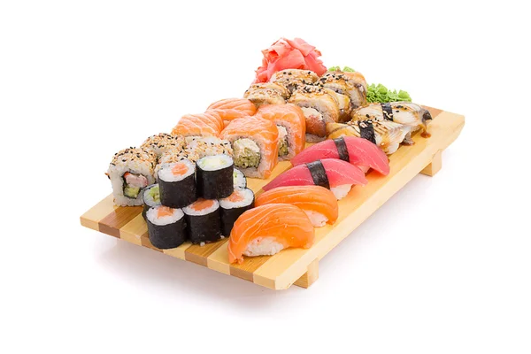 Cuisine Japonaise. Sushi ensemble ovwe blanc boulangerie . — Photo