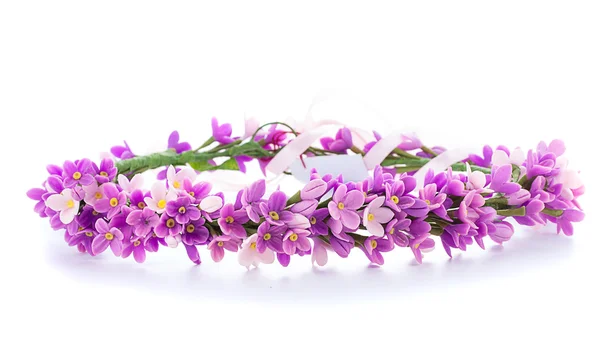 Tiara of artificial flowers isolated on white — Stock Photo, Image