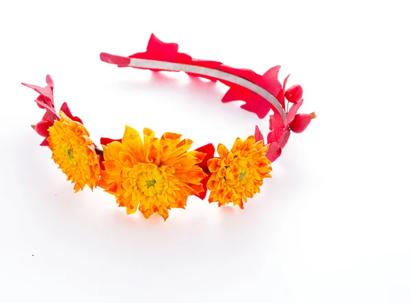 Tiara of artificial flowers isolated on white — Stock Photo, Image