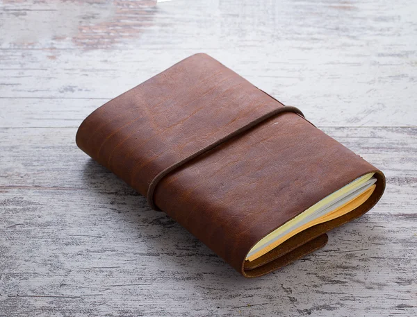 Hand made leather notebook — Stock Photo, Image