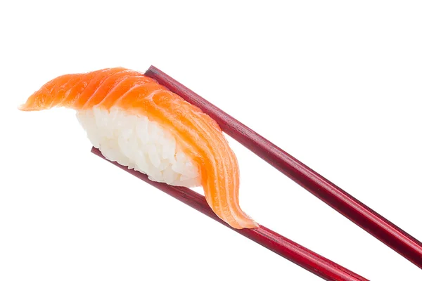 Sushi evőpálcikában elszigetelt fehér alapon — Stock Fotó