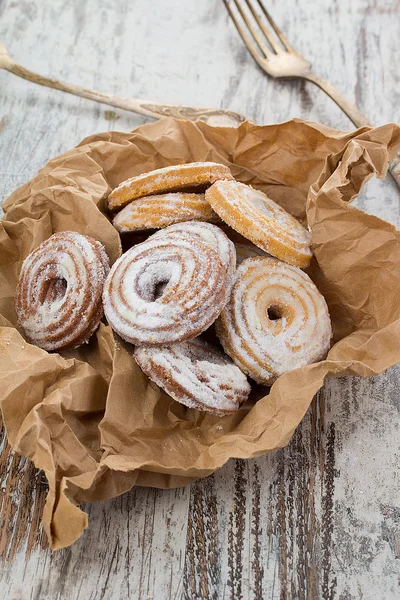 Fresh cookies over wooden vintage background — Stock Photo, Image