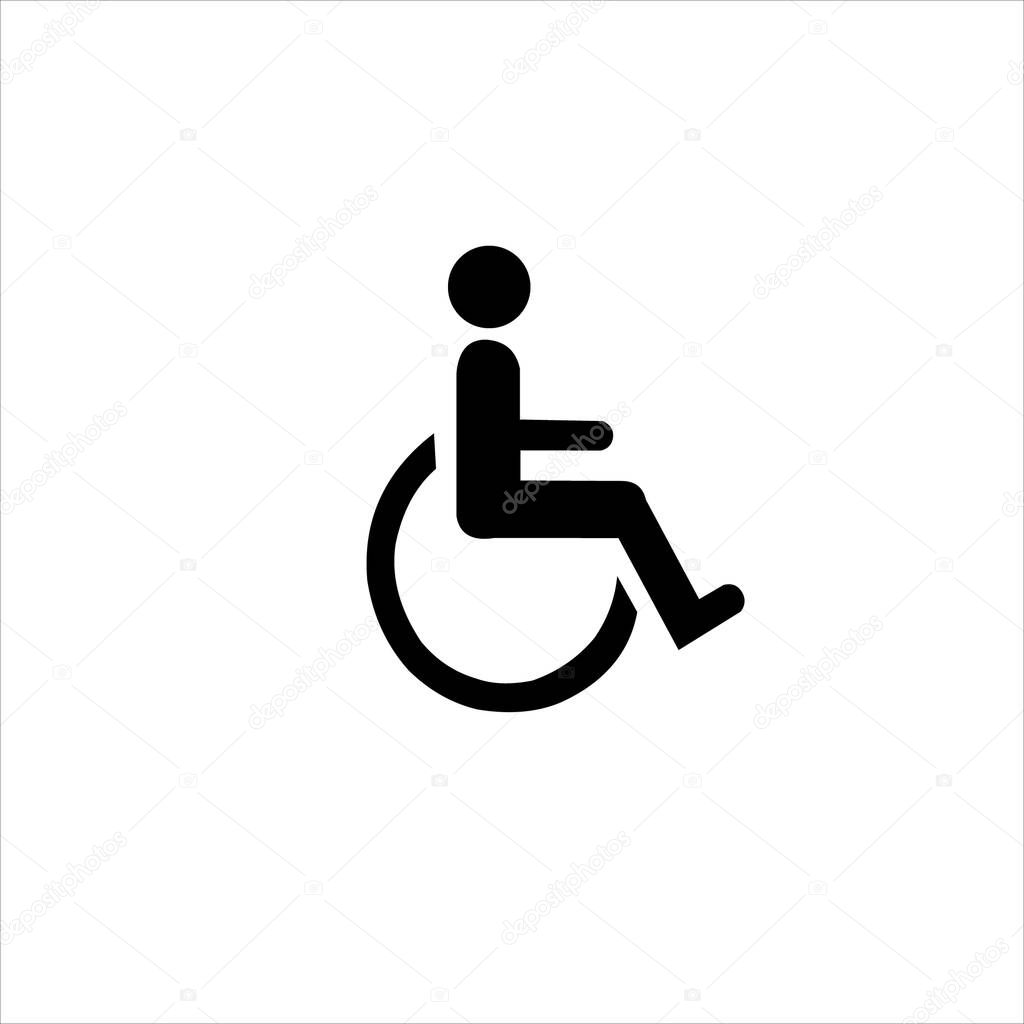 Silhouette of a man in a wheelchair on a white background. A person with disabilities. Wheelchair. A sick person who cannot walk. Vector illustration.