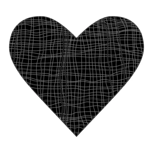 Чорне Серце Павутинним Веб Візерунком Білому Тлі Романтичного Випадку Векторні — стоковий вектор