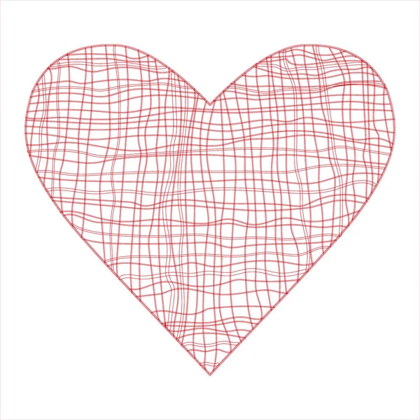 Rood Hart Met Spinnenwebpatroon Witte Achtergrond Voor Een Romantische Gelegenheid — Stockvector