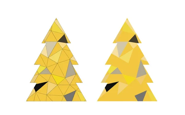 Moderne Kerstboom Gemaakt Van Veelkleurige Driehoeken Van Gele Grijze Kleuren — Stockvector