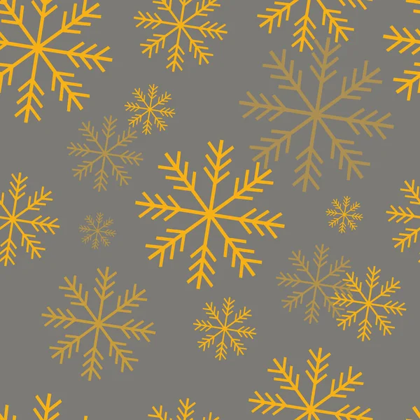 Nahtloses Muster Mit Gelben Schneeflocken Auf Hellgrauem Hintergrund Für Drucke — Stockvektor