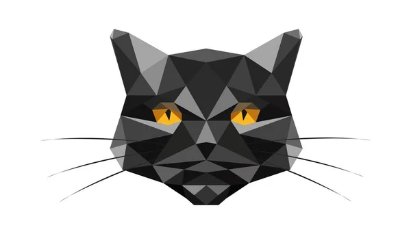 Czarny Kot Wykonany Trójkątów Odizolowanych Białym Tle Piękna Twórcza Ilustracja — Zdjęcie stockowe
