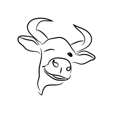 2021 Festive Bull göz kırpıyor ve gülümsüyor. Boğa beyaz bir arka planda izole edilmiştir..