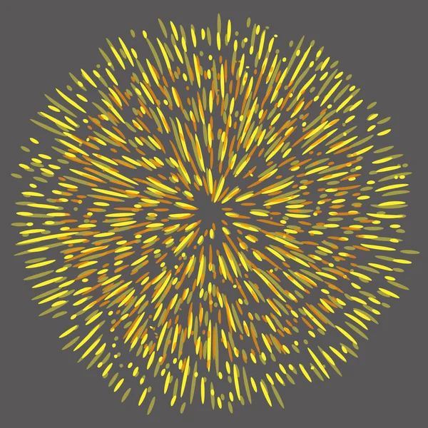 Вибуховий Ефект Випадкових Радіальних Жовтих Ліній Темно Сірому Тлі Квітковий — стоковий вектор