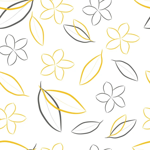 Las Flores Frangipani Están Dibujadas Mano Amarillo Gris Sobre Fondo —  Fotos de Stock