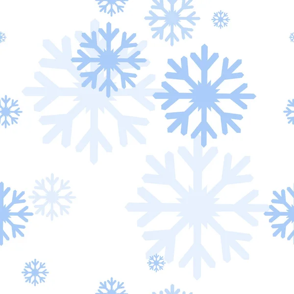 ファッションプリント 包装紙 Tシャツ リネンのための白い背景に様々な青の雪のフレークとシームレスなパターン — ストック写真