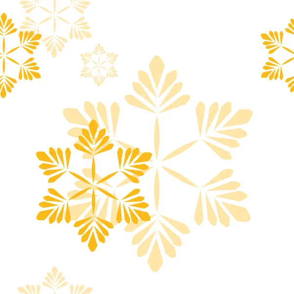 Απρόσκοπτη Μοτίβο Διάφορες Κίτρινες Νιφάδες Χιονιού Λευκό Φόντο Για Εκτυπώσεις — Φωτογραφία Αρχείου