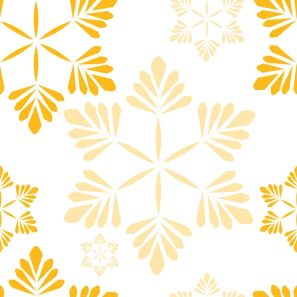 Seamless Pattern Various Yellow Snowflakes White Background Fashion Prints Fabrics — Stock Photo, Image