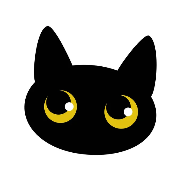 Black Cat Black Cute Funny Kitten Head Isolated White Background — Stok fotoğraf