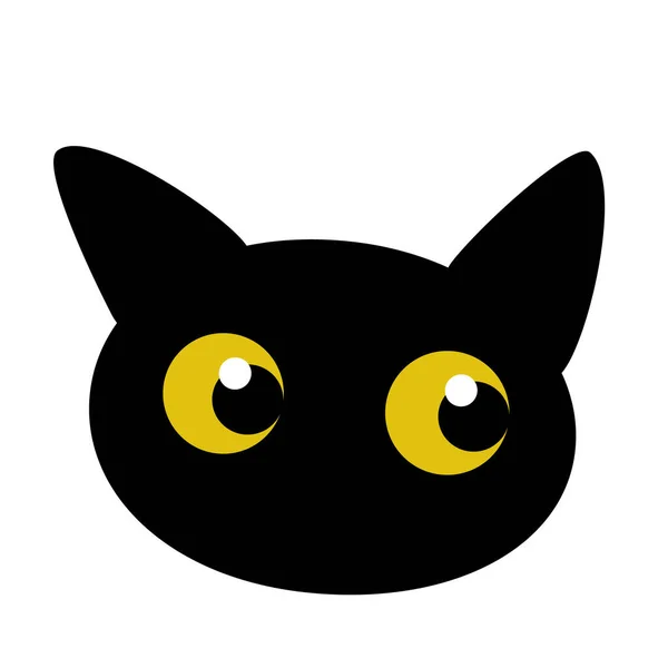 Black Cat Black Cute Funny Kitten Head Isolated White Background — Foto Stock