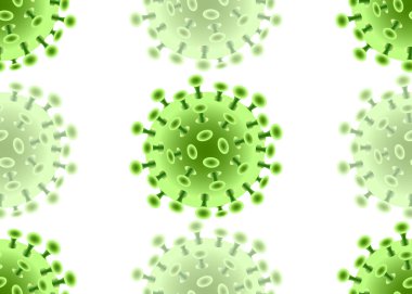 Coronavirus (COVID-19) yeşildir. Beyaz arka plan üzerinde bulaşıcı virüs tasarımı. Güzel şablon, medya, web siteleri, yayınlar, haberler, baskılar için pankart.