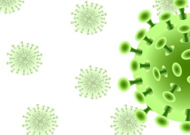 Coronavirus (COVID-19) yeşildir. Beyaz arka plan üzerinde bulaşıcı virüs tasarımı. Güzel şablon, medya, web siteleri, yayınlar, haberler, baskılar için pankart.