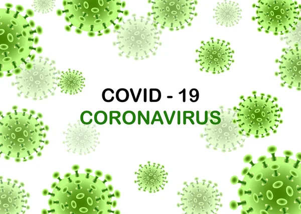 コロナウイルス Covid は緑色です 白い背景に感染性ウイルスのデザイン 美しいテンプレート メディアのバナー ウェブサイト 出版物 ニュース — ストック写真