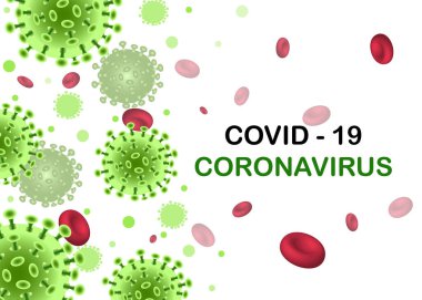 COVID-19. Pankartlar, web siteleri, yayınlar, haberler, baskılar için Coronavirus salgını ve kırmızı kan hücreleri tasarımı.