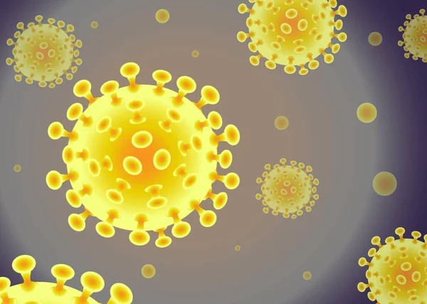 Coronavirus Covid Geel Goud Van Kleur Infectieus Virusontwerp Donkerblauwe Achtergrond — Stockfoto
