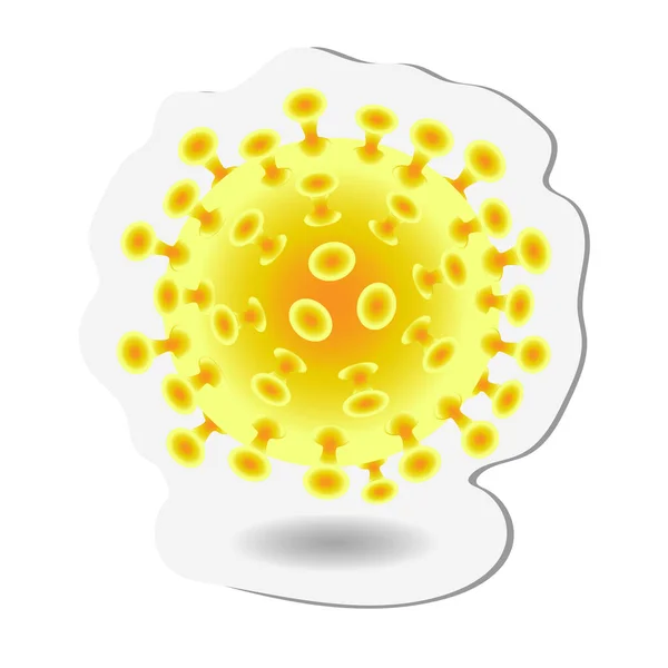 Наклейка Мікробів Вірусу Коронавірусу Жовтий Мікроскопічна Бактерія Ізольована Білому Тлі — стокове фото