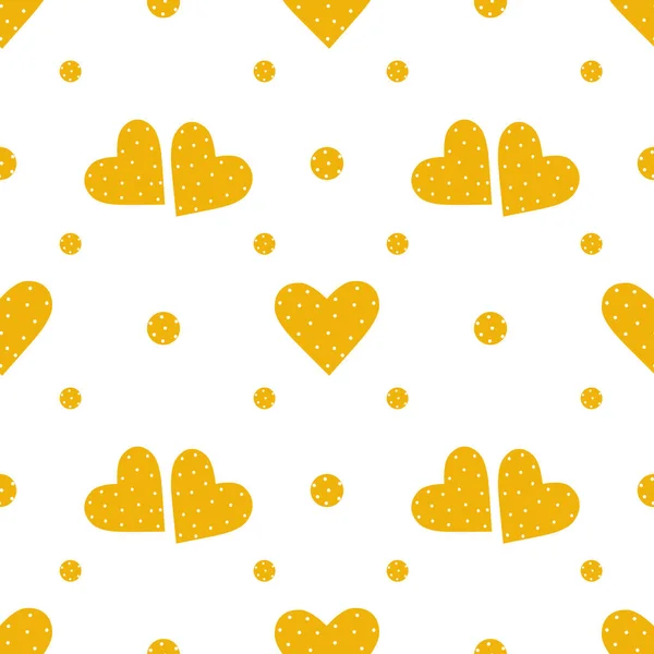 Bezproblémový Vzor Žlutým Puntíkovým Srdcem Pro Módní Potisky Valentýna Šablona — Stock fotografie