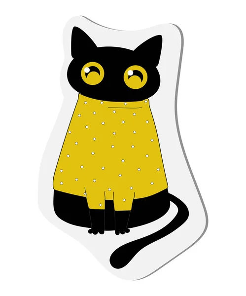 Sticker Chat Noir Drôle Pour Nouvel Noël Pour Cartes Postales — Photo