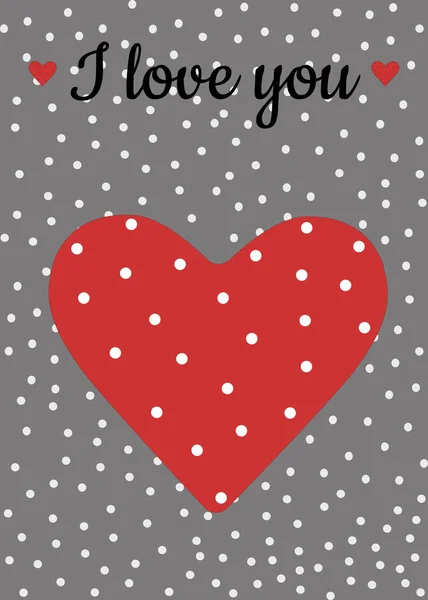 灰色の背景に水玉模様の赤いハート バレンタインデーカード愛の宣言 カップ テキスタイル ノートブックのファッショナブルなプリントのためのパターン — ストック写真