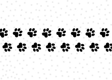 Kedi pençeleri, köpek, köpek. Yatak, kumaş, arka plan, web siteleri, kartpostallar, bebek izleri için basit hayvan ayak izi deseni
