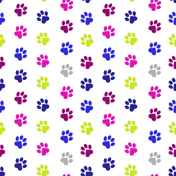 Patas Gato Cão Cachorrinho Padrão Pegada Animal Sem Costura Colorido — Fotografia de Stock