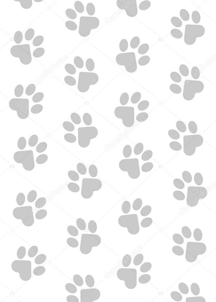 Paws of a cat, dog, puppy. Simple animal footprint pattern for bedding, fabrics, backgrounds, websites, postcards, baby prints