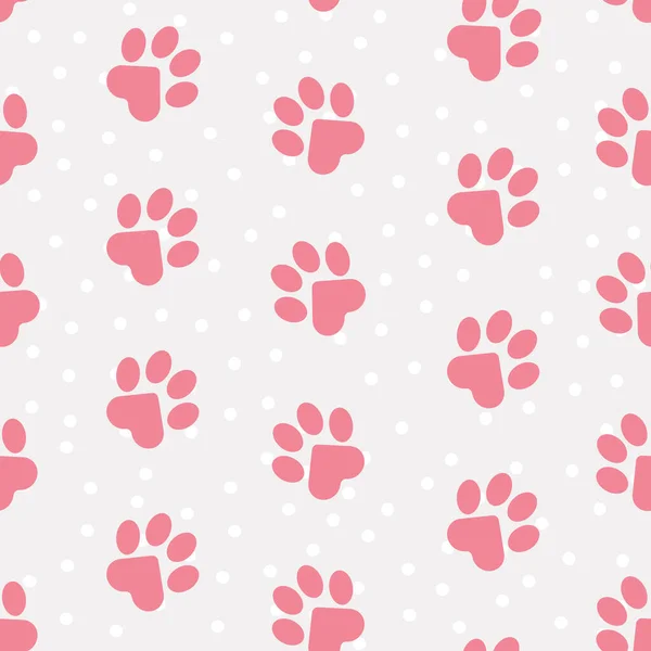 子犬の足 ウェブサイト ポストカード ベビープリント 包装紙のためのシームレスピンク動物フットプリントパターン — ストック写真