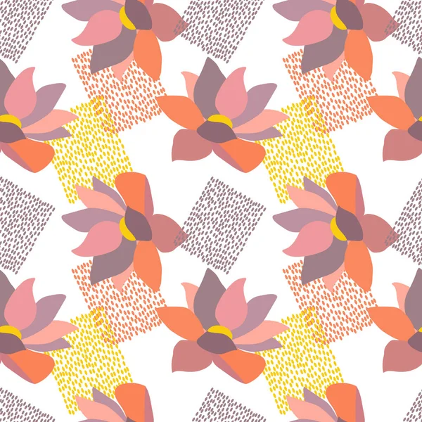 Motif Abstrait Sans Couture Fleurs Lotus Points Pour Tissus Textiles — Photo