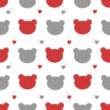 Beyaz arka planda benekli ayı kafası. Tekstil, giysi, kapak, planör, ambalaj kağıdı için kusursuz desen. 