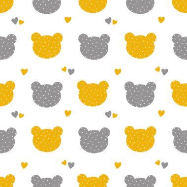 Beyaz arka planda benekli ayı kafası. Tekstil, giysi, kapak, planör, ambalaj kağıdı için kusursuz desen. 