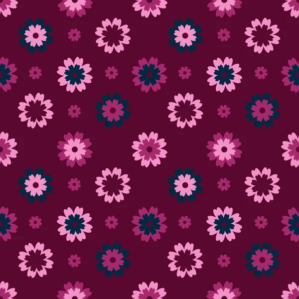 Petites Fleurs Multicolores Sur Fond Violet Motif Ressort Sans Couture — Photo