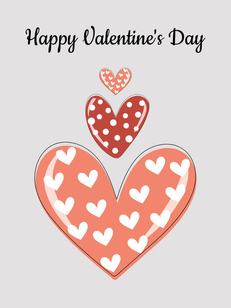 Greeting romantic card with hearts for Valentine's Day. Cute illustration for printing on cups, t-shirts, throw pillows, gliders, covers.